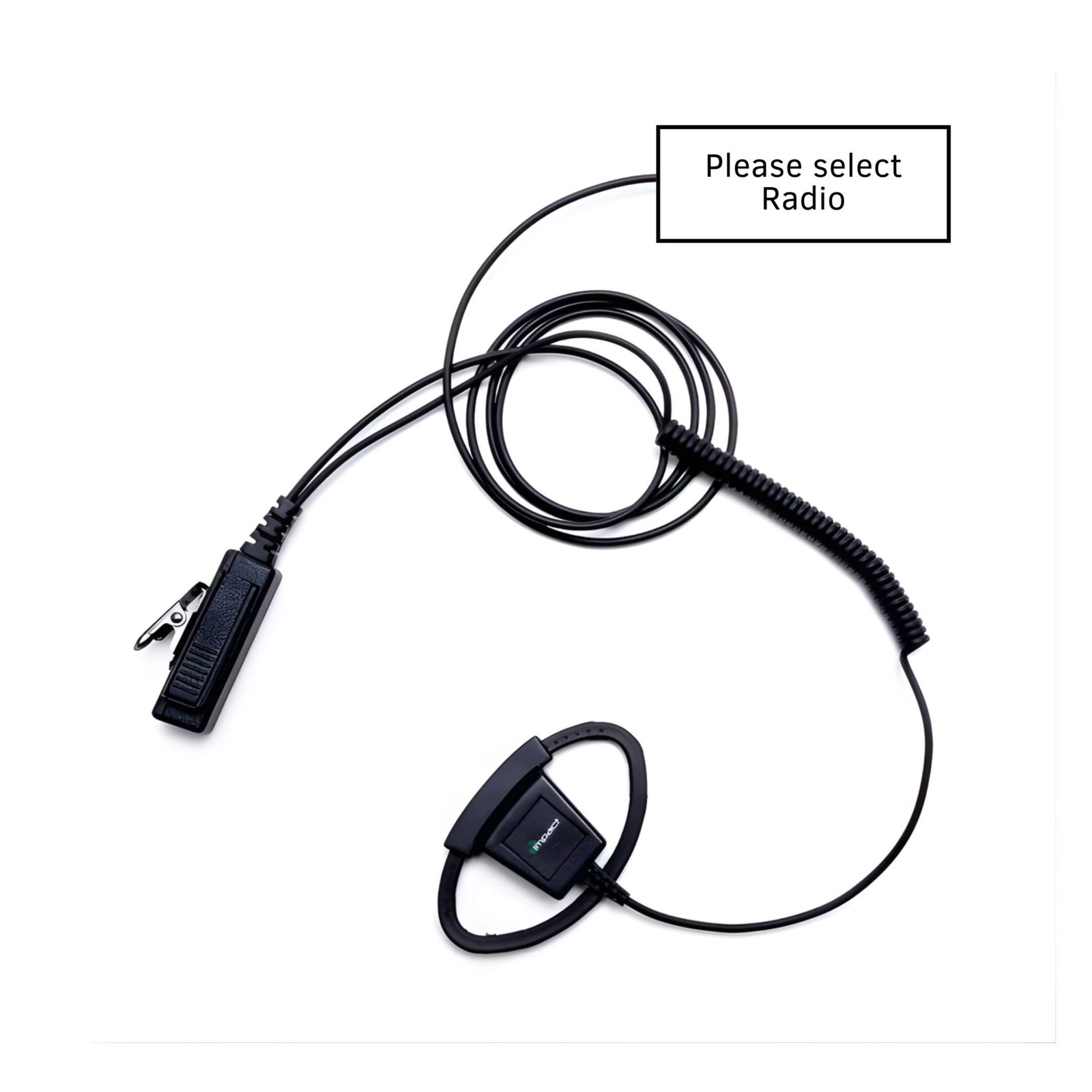 Impact Platinum Series 1-Wire Surveillance Kit for Two-Way Radio with Adjustable D-Shaped Ear Hanger Impact Surveillance Earpiece