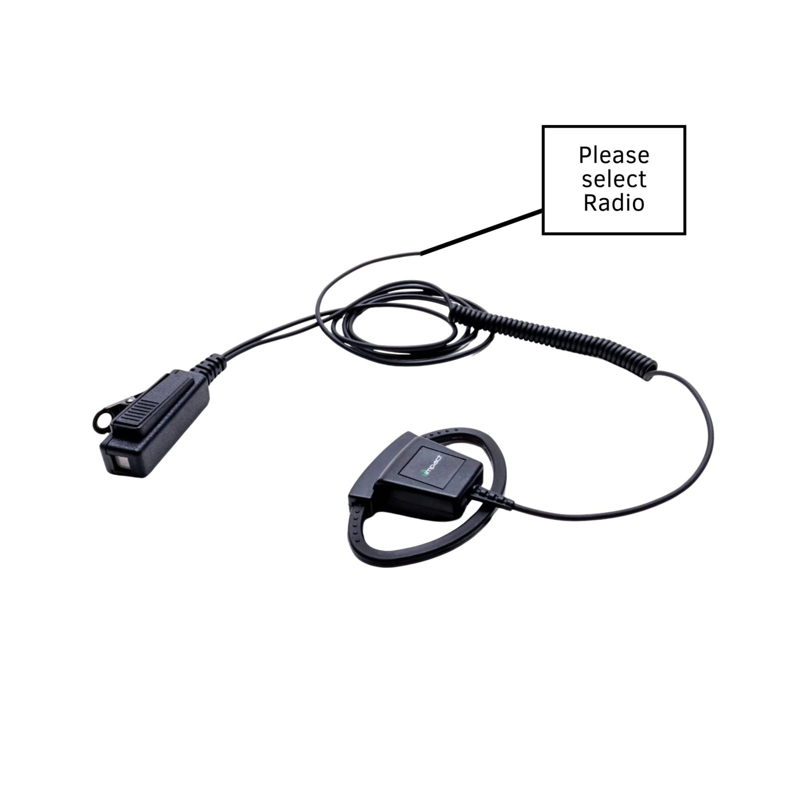 Impact Platinum Series 1-Wire Surveillance Kit for Two-Way Radio with Adjustable D-Shaped Ear Hanger Impact Surveillance Earpiece