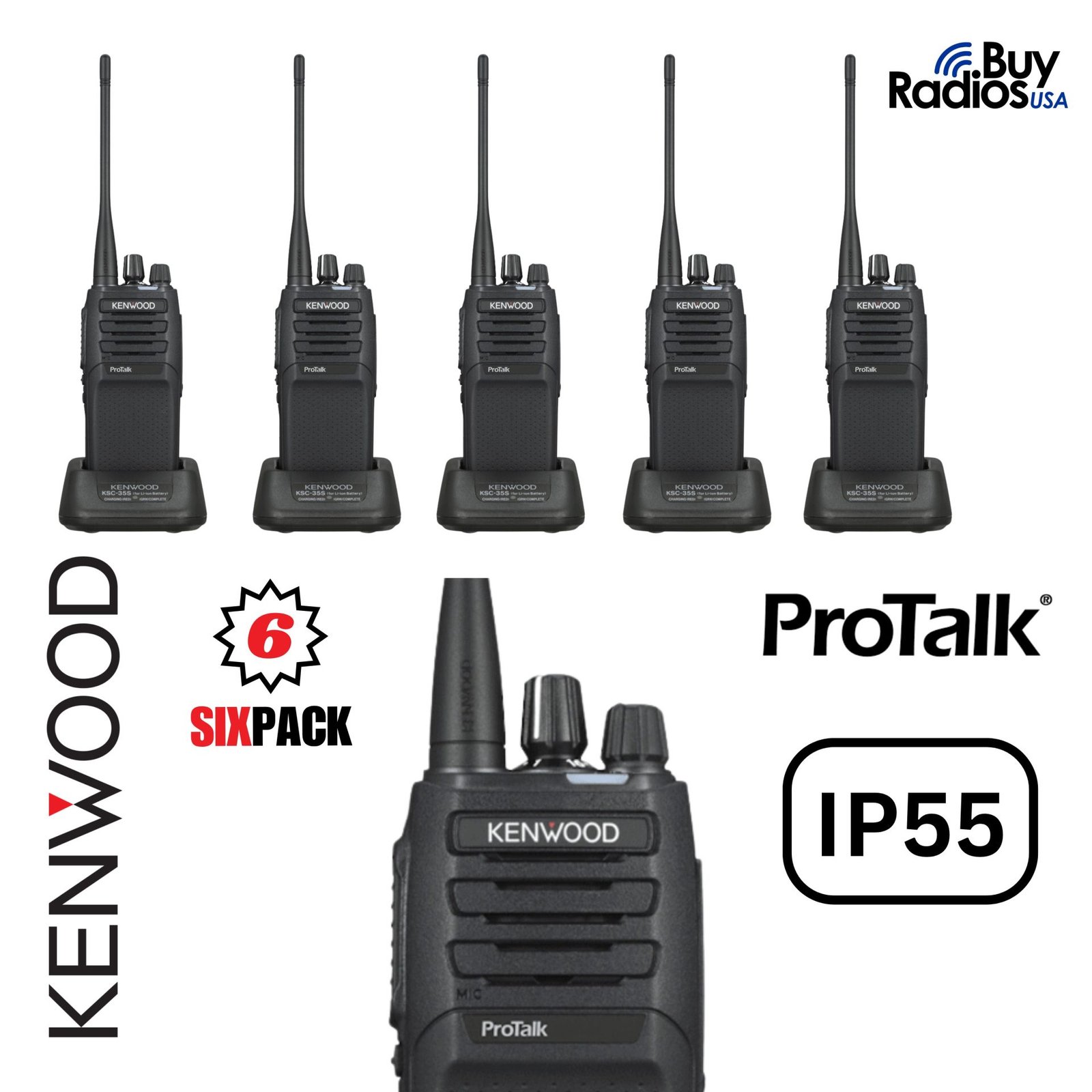 Kenwood NXP1202AVK 64CHANNEL 2W VHF ProTalk Six Pack of Radios (Formerly TK2400V) Kenwood NXP1202AVK
